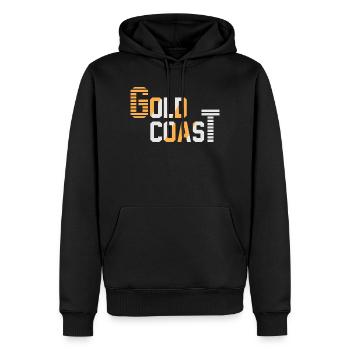 Sonnenuntergang am Küstenstrich - Männer Premium Bio Hoodie - Schwarz - Vorne - Nico (187cm)