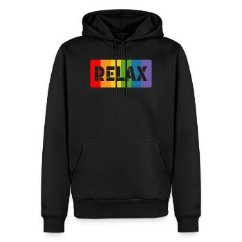 lgbt Tshirt arc-en-ciel RELAX LGBT lgbtqi queer - Sweat à capuche Premium bio Homme - noir - Devant - Nico (187cm)