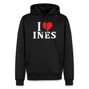 T-Shirt I love Ines T-Shirt Geschenkidee - Männer Premium Bio Hoodie - Schwarz - Vorne - Nico (187cm)