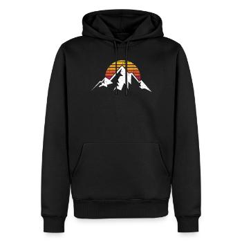Sunset Ridge Bergsilhouette - Männer Premium Bio Hoodie - Schwarz - Vorne - Nico (187cm)