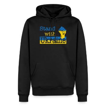Soutenez l’Ukraine ! bleu jaune - Sweat à capuche Premium bio Homme - noir - Devant - Nico (187cm)