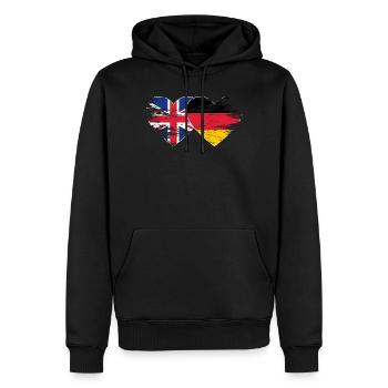Grande-Bretagne Allemagne drapeau utilisé coeur - Sweat à capuche Premium bio Homme - noir - Devant - Nico (187cm)