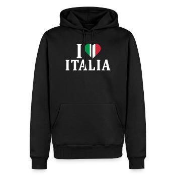 t-shirt I love Italy flag t-shirt idée cadeau - Sweat à capuche Premium bio Homme - noir - Devant - Nico (187cm)
