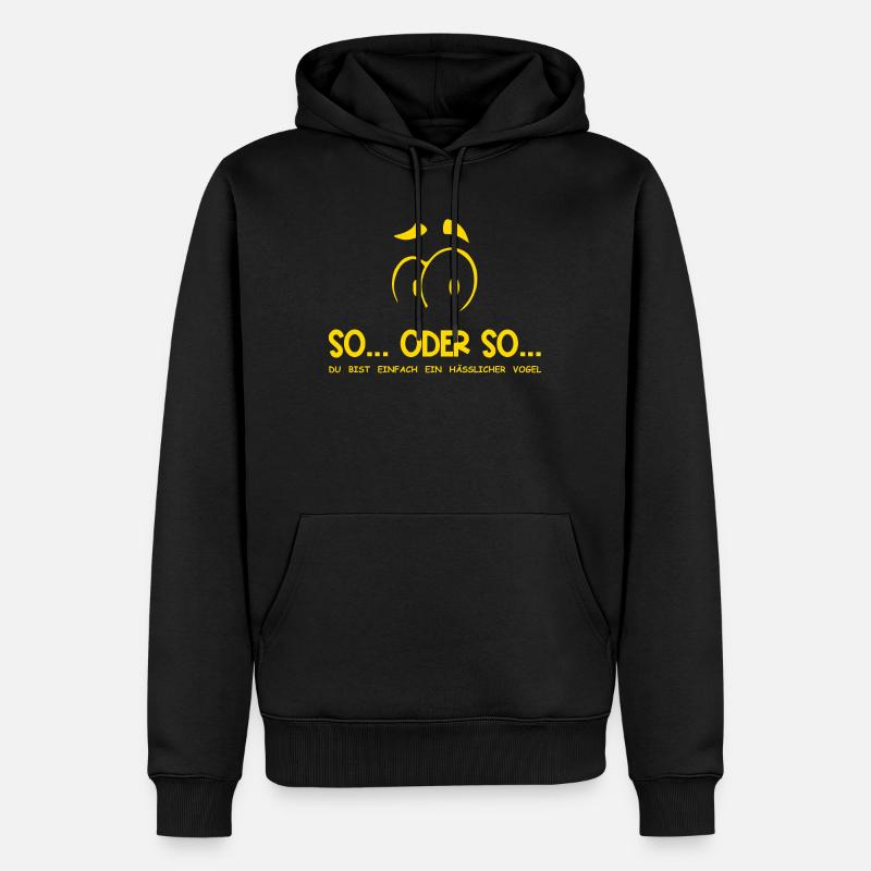 So...Oder So: Hässlicher Vogel - Gelb - Männer Premium Bio Hoodie - Schwarz
