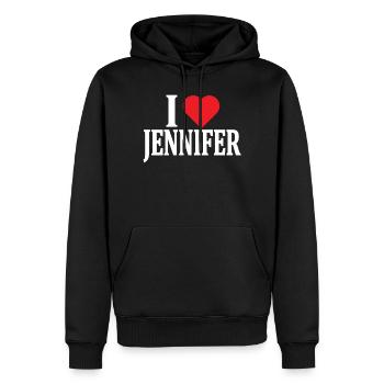 T-Shirt I love Jennifer T-Shirt Geschenkidee - Männer Premium Bio Hoodie - Schwarz - Vorne - Nico (187cm)
