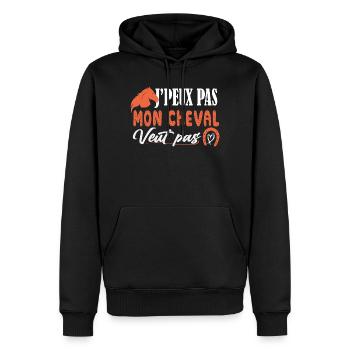 J'peux pas Mon cheval veut pas - poney - cavaliére - Sweat à capuche Premium bio Homme - noir - Devant - Nico (187cm)