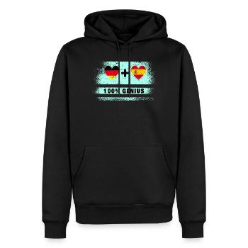 Spanien und Deutschland Flagge 100% genial - Männer Premium Bio Hoodie - Schwarz - Vorne - Nico (187cm)