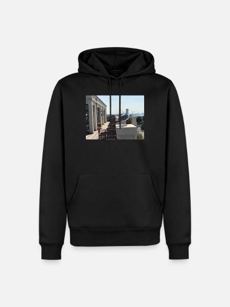 Möwenblick am Hafen Dachterrasse - Männer Premium Bio Hoodie - Schwarz