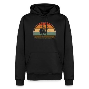 Hirsch - Männer Premium Bio Hoodie - Schwarz - Vorne - Nico (187cm)