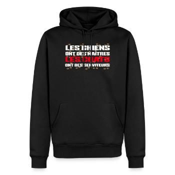 Chiens Maîtres Chats Serveurs - Sweat à capuche Premium bio Homme - noir - Devant - Nico (187cm)