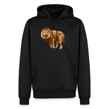 Lion - Sweat à capuche Premium bio Homme - noir - Devant - Nico (187cm)