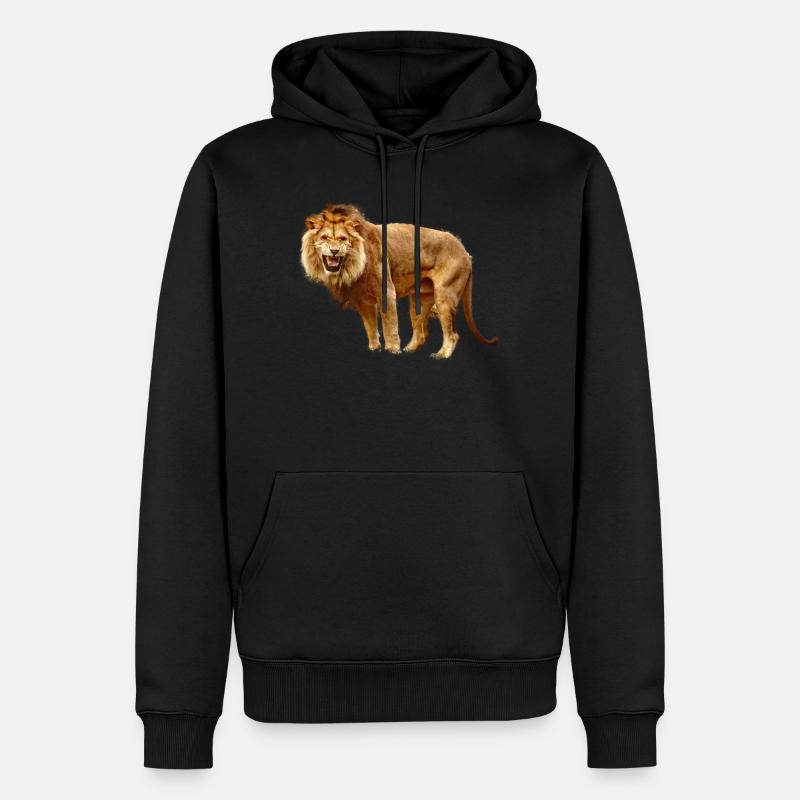 Löwe - Männer Premium Bio Hoodie - Schwarz