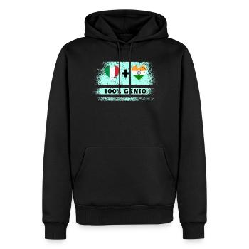 Italien und Indien 100% Genius Flagge - Männer Premium Bio Hoodie - Schwarz - Vorne - Nico (187cm)