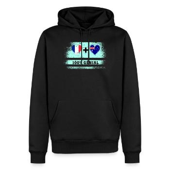 Drapeau France et Australie 100% génial - Sweat à capuche Premium bio Homme - noir - Devant - Nico (187cm)