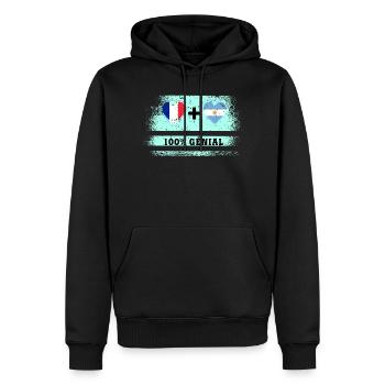 Drapeau de la France et de l'Argentine 100% génial - Sweat à capuche Premium bio Homme - noir - Devant - Nico (187cm)