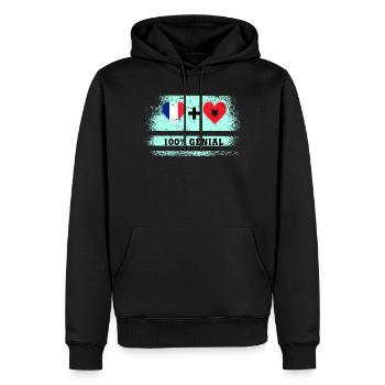 Drapeau France et Albanie 100% génial - Sweat à capuche Premium bio Homme - noir - Devant - Nico (187cm)