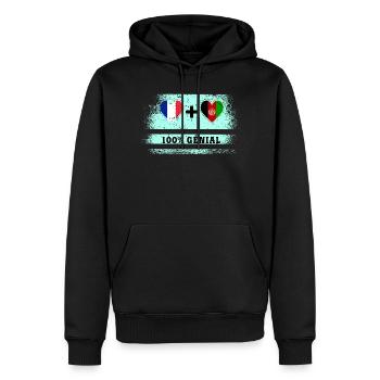 Drapeau France et Afghanistan 100% génial - Sweat à capuche Premium bio Homme - noir - Devant - Nico (187cm)