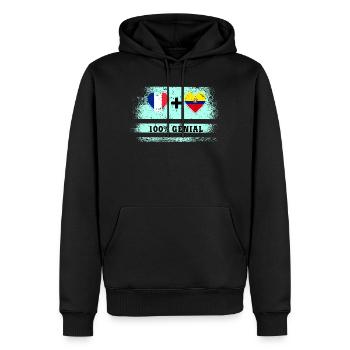 Drapeau France et Équateur 100% génial - Sweat à capuche Premium bio Homme - noir - Devant - Nico (187cm)