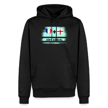 Drapeau France et Angleterre 100% génial - Sweat à capuche Premium bio Homme - noir - Devant - Nico (187cm)