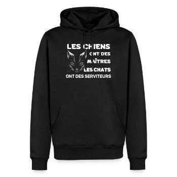 Chats Serviteurs et Chiens Maîtres - Sweat à capuche Premium bio Homme - noir - Devant - Nico (187cm)