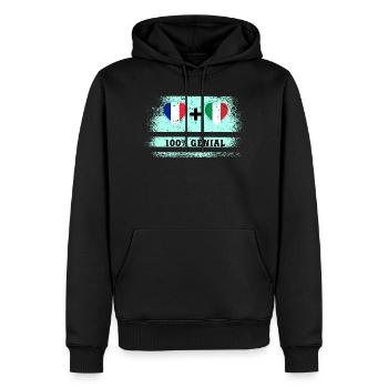 Drapeau France et Italie 100% génial - Sweat à capuche Premium bio Homme - noir - Devant - Nico (187cm)