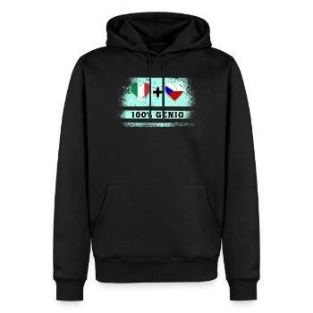 L’Italie et la République tchèque drasent 100% génie - Sweat à capuche Premium bio Homme - noir - Devant - Nico (187cm)