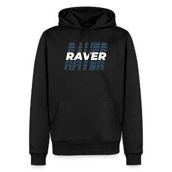 Raver design glitch, pour DJ EDM Techno House - Sweat à capuche Premium bio Homme - noir - Devant - Nico (187cm)