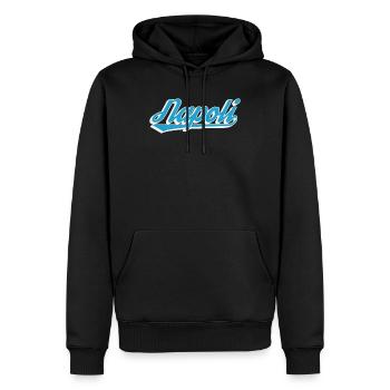 Napoli Retro Script Blue - Men’s Premium Organic Hoodie - black - Front - Nico (187cm)