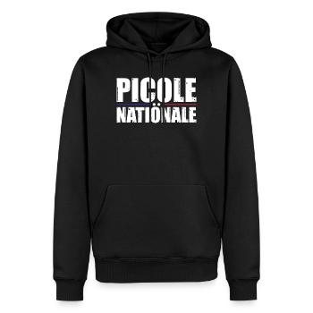 Picole Nationale - Sweat à capuche Premium bio Homme - noir - Devant - Nico (187cm)