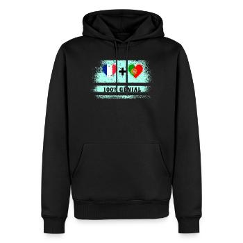 Drapeau France et Portugal 100% génial - Sweat à capuche Premium bio Homme - noir - Devant - Nico (187cm)