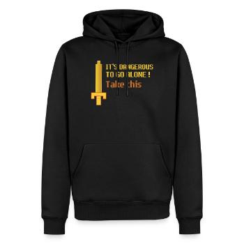 Retro Pixel Sword Quest - Sweat à capuche Premium bio Homme - noir - Devant - Nico (187cm)