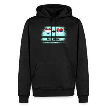Serbie et Pays-Bas 100% Genius flag - Sweat à capuche Premium bio Homme - noir - Devant - Nico (187cm)