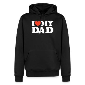 I love my Dad Herz Shirt - Männer Premium Bio Hoodie - Schwarz - Vorne - Nico (187cm)