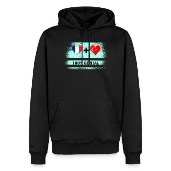 Drapeau France et Turquie 100% génial - Sweat à capuche Premium bio Homme - noir - Devant - Nico (187cm)