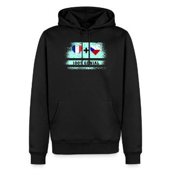 Drapeau France et République tchèque 100% génial - Sweat à capuche Premium bio Homme - noir - Devant - Nico (187cm)