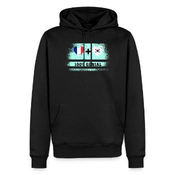 Drapeau France et Corée du Sud 100% génial - Sweat à capuche Premium bio Homme - noir - Devant - Nico (187cm)