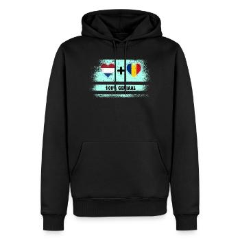 Roumanie et Pays-Bas Drapeau 100% Genius - Sweat à capuche Premium bio Homme - noir - Devant - Nico (187cm)