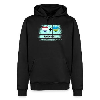 Ruanda und die Niederlande 100% Genius Flagge - Männer Premium Bio Hoodie - Schwarz - Vorne - Nico (187cm)
