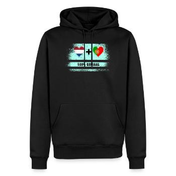 Portugal et Pays-Bas 100% Genius flag - Sweat à capuche Premium bio Homme - noir - Devant - Nico (187cm)
