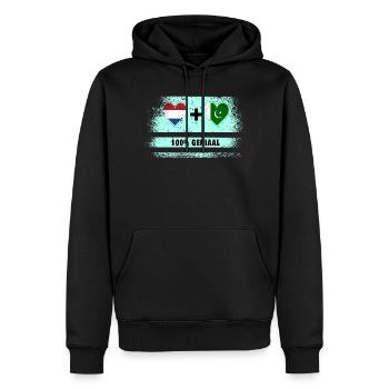 Pakistan et Pays-Bas 100% Genius flag - Sweat à capuche Premium bio Homme - noir - Devant - Nico (187cm)