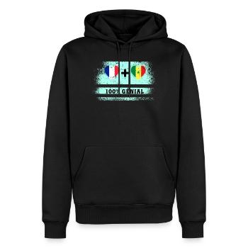 Drapeau France et Sénégal 100% génial - Sweat à capuche Premium bio Homme - noir - Devant - Nico (187cm)