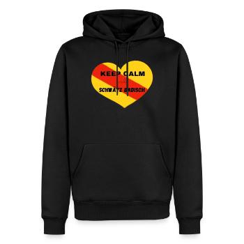 Keep calm and schwätz Badisch - Männer Premium Bio Hoodie - Schwarz - Vorne - Nico (187cm)