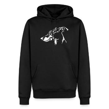 Greyhound Head "Black Edition" - Men’s Premium Organic Hoodie - black - Front - Nico (187cm)
