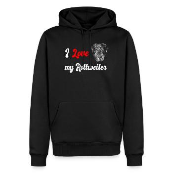 Ich liebe meinen Rottweiler Hunde Design - Männer Premium Bio Hoodie - Schwarz - Vorne - Nico (187cm)