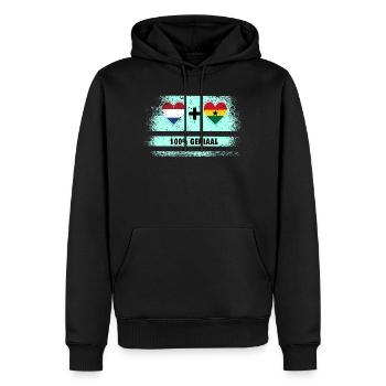 Ghana und die Niederlande 100% Genius Flagge - Männer Premium Bio Hoodie - Schwarz - Vorne - Nico (187cm)