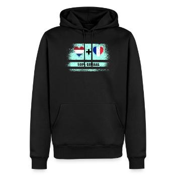 Drapeau 100% Genius de la France et des Pays-Bas - Sweat à capuche Premium bio Homme - noir - Devant - Nico (187cm)