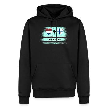 Drapeau 100% Genius de la Finlande et des Pays-Bas - Sweat à capuche Premium bio Homme - noir - Devant - Nico (187cm)