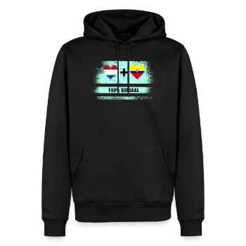 Drapeau 100% Genius de l’Equateur et des Pays-Bas - Sweat à capuche Premium bio Homme - noir - Devant - Nico (187cm)