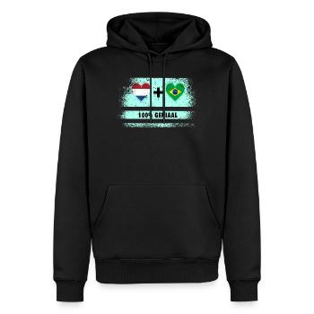 Brésil et Pays-Bas Drapeau 100% Genius - Sweat à capuche Premium bio Homme - noir - Devant - Nico (187cm)
