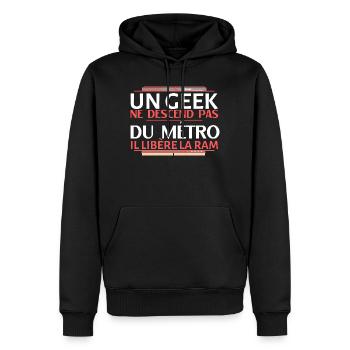Geeks Ne Descend Pas Du Metro - Men’s Premium Organic Hoodie - black - Front - Nico (187cm)